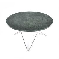 O Table Soffbord Ø80 cm Stål/Grön Marmor