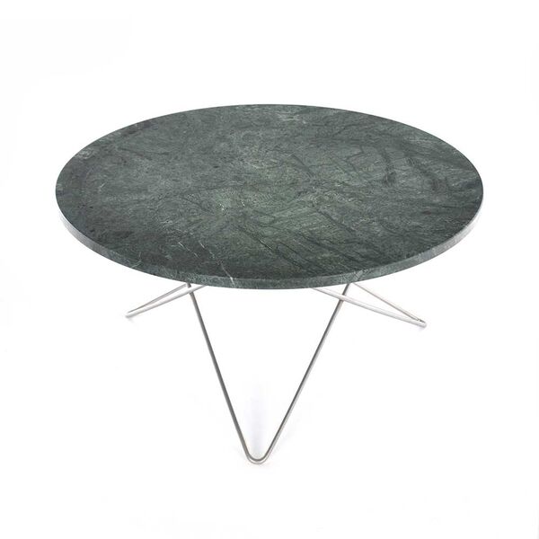 O Table Soffbord Ø80 cm Stål/Grön Marmor