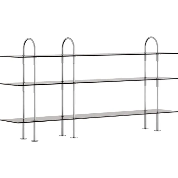 Keen Hyllsystem Med 3 Hyllplan 208 cm Satinpolerat Rostfritt stål / Tonat Glas