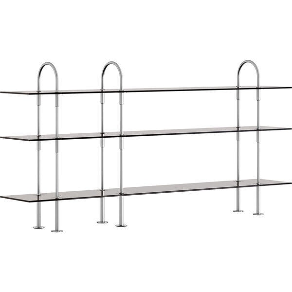Keen Hyldesystem Med 3 Hylder 208 cm Satinpoleret Rustfrit stål / Tonet Glas