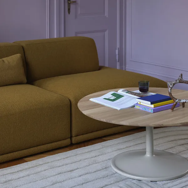 Soft Sofabord Ø95 cm Massiv Eg / Gråt
