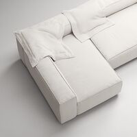 Grand 4-Sitssoffa Divan Vänster Med Fåtölj Bouclétyg Steam White