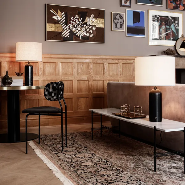 Gravity Bordlampe Lille Sort Marmor / Canvas