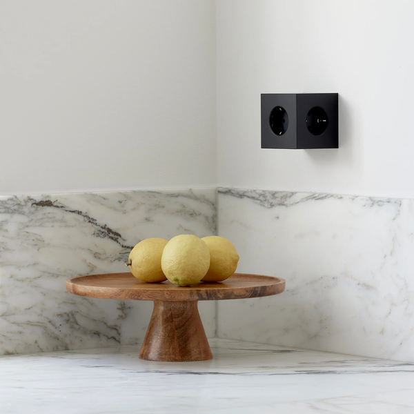Square 2 Socket Extender With USB-C / Magnet Stockholm Black