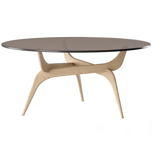 Triiio Sofabord Ø90 cm Ubehandlet Eg / Bronzeglas