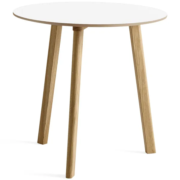 CPH Deux 220 2.0 Bord Ø75 cm Pearl White / Vannbasert Lakkert Eik