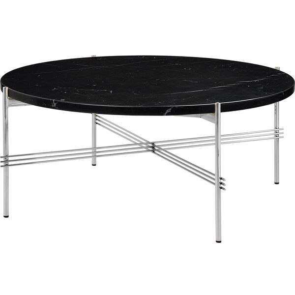 TS Soffbord 80 cm Polerat Stål / Svart Marquinamarmor