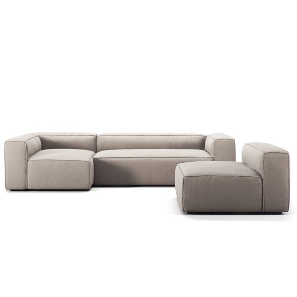 Grand 4-Seter Sofa Divan Venstre med Lenestol Sandshell Beige