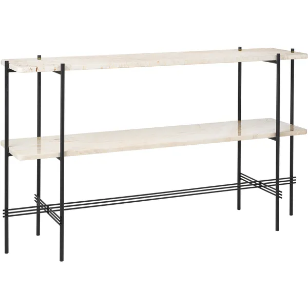 TS Console Sivupöytä 120x30x72 cm Musta / Neutraalinvalkoinen Travertiini