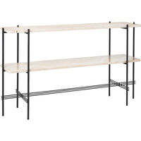 TS Console Sivupöytä 120x30x72 cm Musta / Neutraalinvalkoinen Travertiini