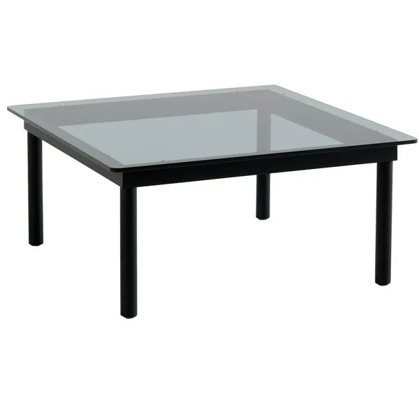 Kofi Soffbord 80x80 cm Svart Vattenbaserad Lackad Ek / Räfflat Glas