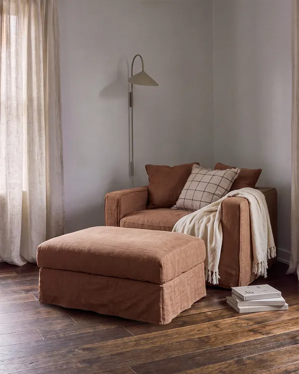 Loom Fodskammel Hør Taupe