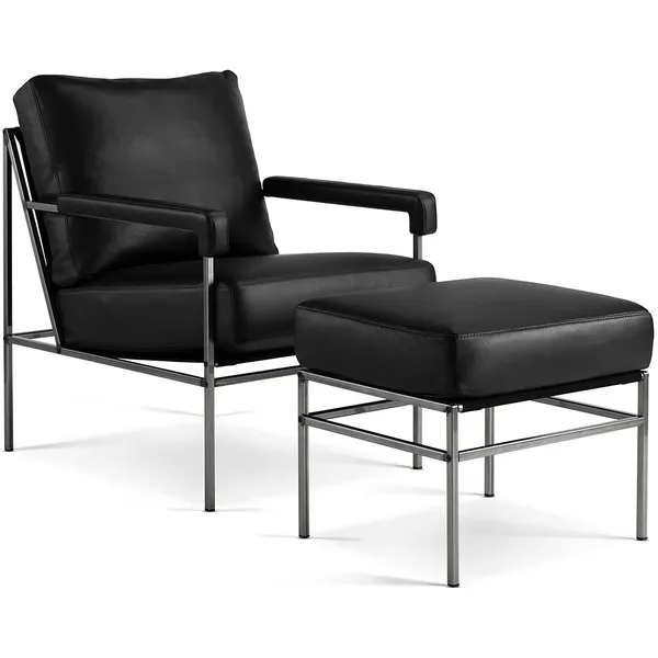Seventy Five Lenestol Skinn Svart / Svart Lerret
