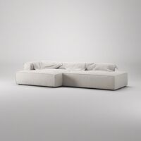 Grand 25-Sitssoffa öppet avslut Höger Minetyg Moon White
