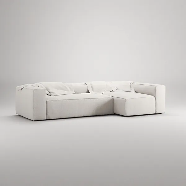 Grand 4-Personers Sofa Divan Højre Steam White