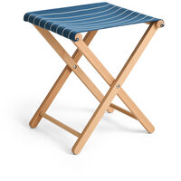Outdoor Market Folding Stool Blue With Beige Stripe