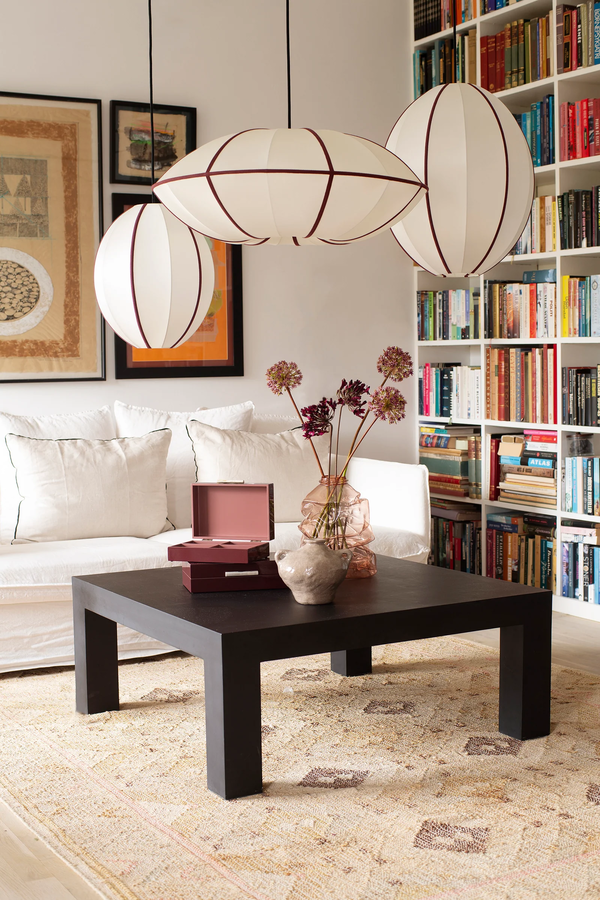 Indochina Lampunvarjostin Oval Pieni Off-White / Bordeaux