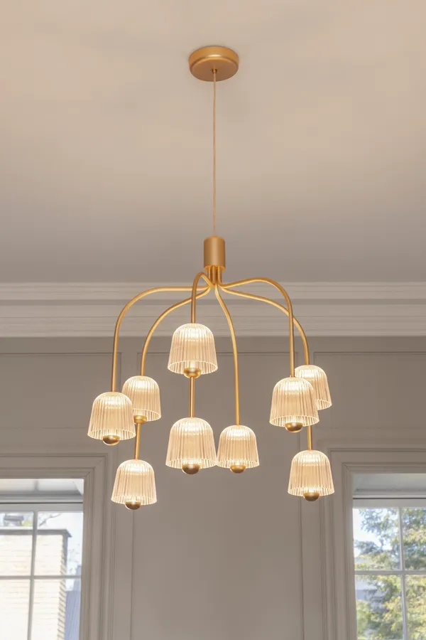 Asteea 9 Lysekrone Satin Brass / Klar