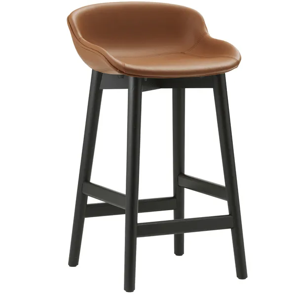 Hyg Barstol 65 cm Brandy Læder / Sort Egetræ