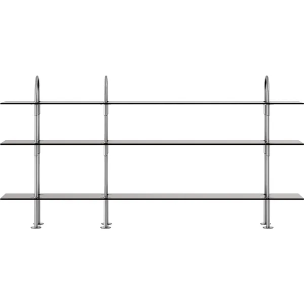 Keen Hyllsystem Med 3 Hyllplan 208 cm Satinpolerat Rostfritt stål / Tonat Glas