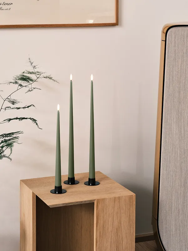 Led-Stearinlys 2-pk 30 cm Green Soil