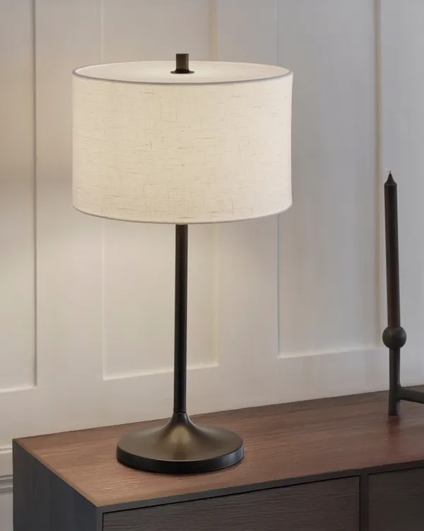 Soft Bordlampe Metallisk Bronze / Linen White