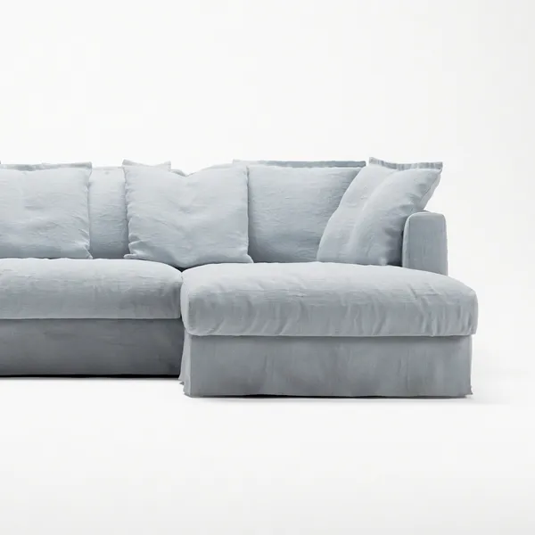 Betræk Til Le Grand Air 3-personers Sofa Hør Divan Højre Nordic Sky