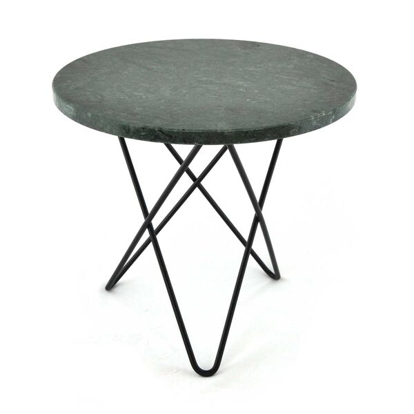 Mini O Side Table Black Base Green Marble