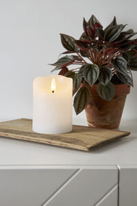 Flamme Rustic LED Bloklys Hvidt 10 cm