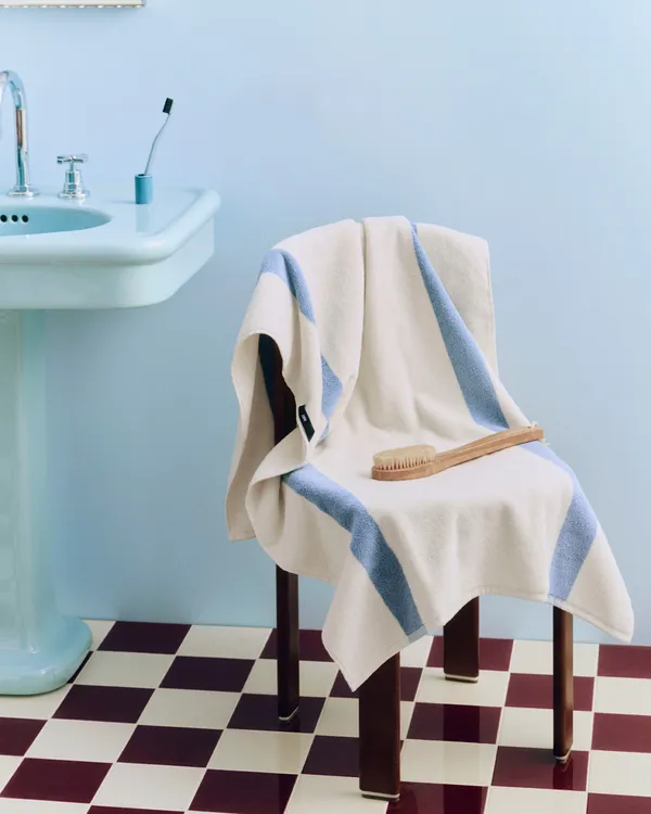 Stripe Towel 70x140 cm Dusty Blue