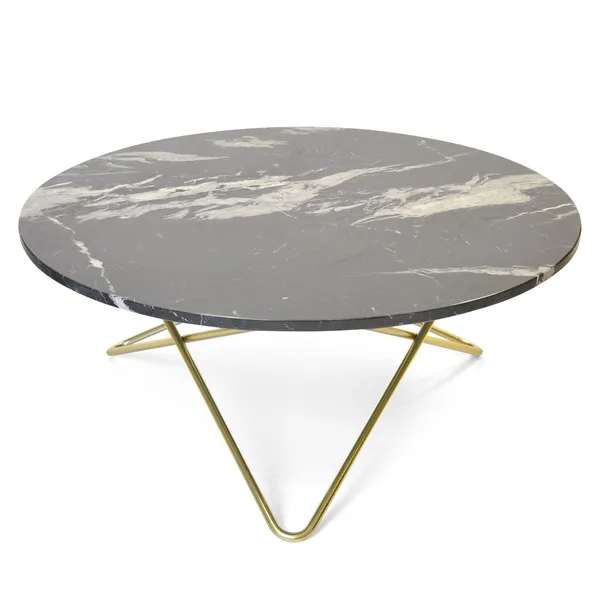 Large O Table Soffbord Ø100 cm Mässing/Svart marmor