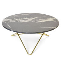 Large O Table Soffbord Ø100 cm Mässing/Svart marmor