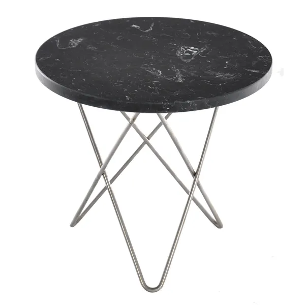 Mini O Sidebord Sort Marmor/Stål