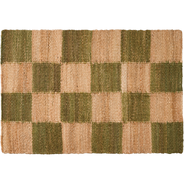 Chess Dørmatte Jute 60x90 cm Natur / Grønn