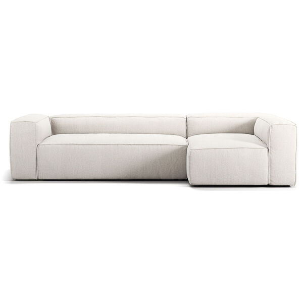 Grand 4-Sitssoffa Divan Höger Bouclétyg Steam White