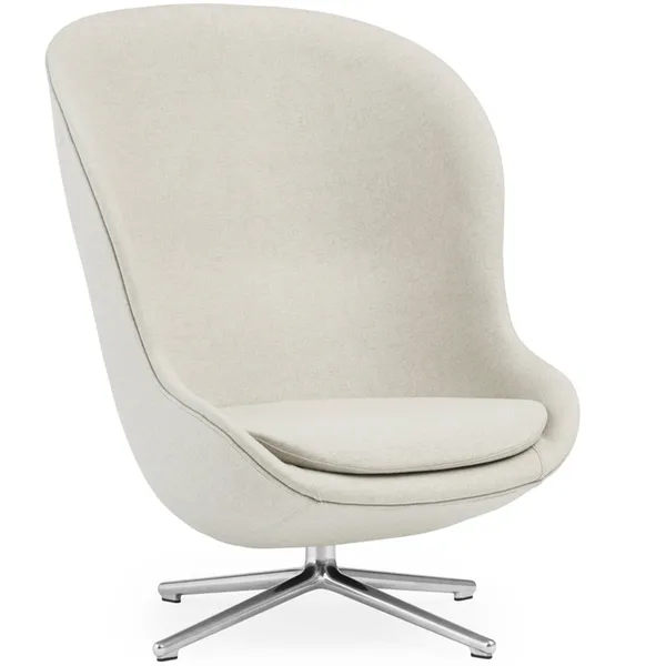 Hyg Lænestol Høj med Svirvelbase Offwhite / Aluminium
