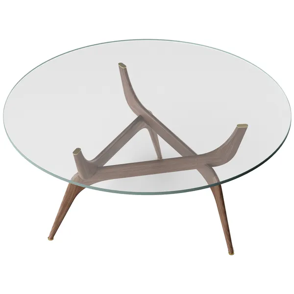 Triiio Sofabord Ø90 cm Olieret Valnød / Klart Glas