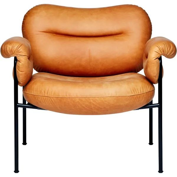 Bollo Lounge-Tuoli Mustat Jalat / Nahka Vintage Cognac