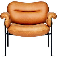 Bollo Lounge-Tuoli Mustat Jalat / Nahka Vintage Cognac