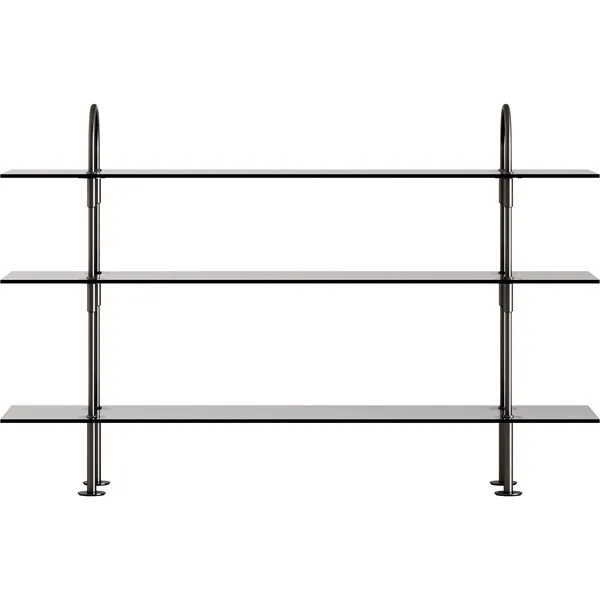 Keen Hyldesystem Med 3 Hylder 160 cm Sort Messing / Tonet Glas