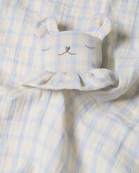 Gingham Sky Blue Muslin Koseteppe Bjørn