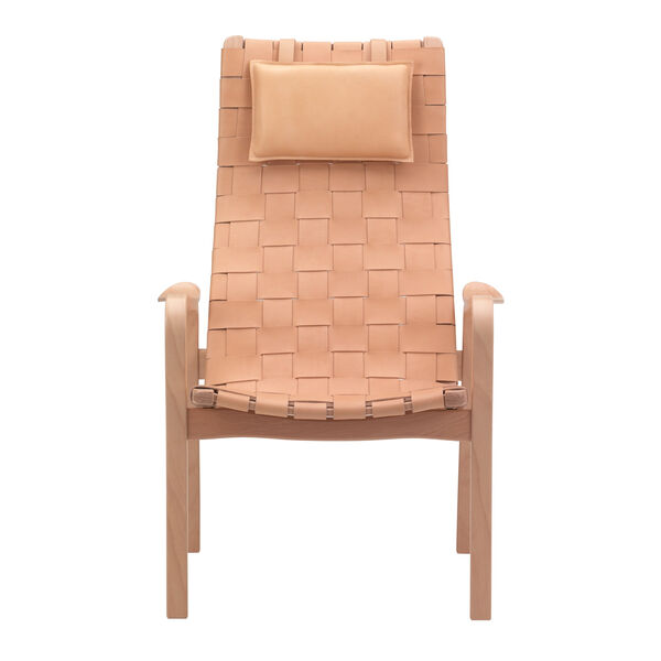 Primo Armchair High Back Painted Beech / Strap Leather Nature