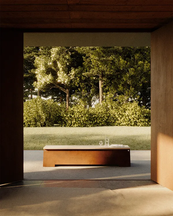 64 Bænk Corten / Travertin