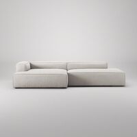 Grand 25-Sitssoffa öppet avslut Höger Minetyg Moon White