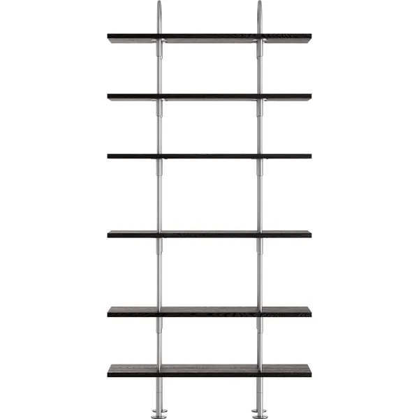 Keen Hyldesystem Med 6 Hylder 96 cm Satinpoleret Rustfrit stål / Sortbrun bejdset Ask