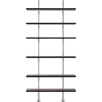 Keen Hyldesystem Med 6 Hylder 96 cm Satinpoleret Rustfrit stål / Sortbrun bejdset Ask
