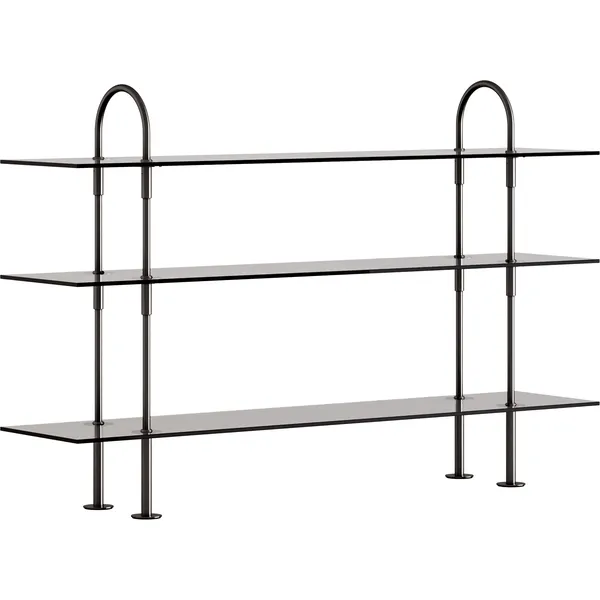 Keen Hyldesystem Med 3 Hylder 160 cm Sort Messing / Tonet Glas