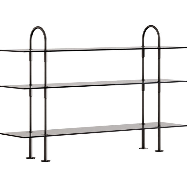 Keen Hyldesystem Med 3 Hylder 160 cm Sort Messing / Tonet Glas