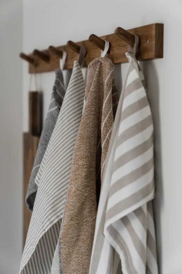 Kjøkkenhåndkle Striper 47x70 cm Hvit/Beige