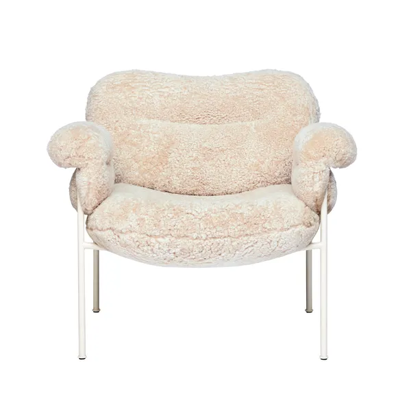 Bollo Lounge-Tuoli Pearl White Jalat / Lampaannahka Mohawi